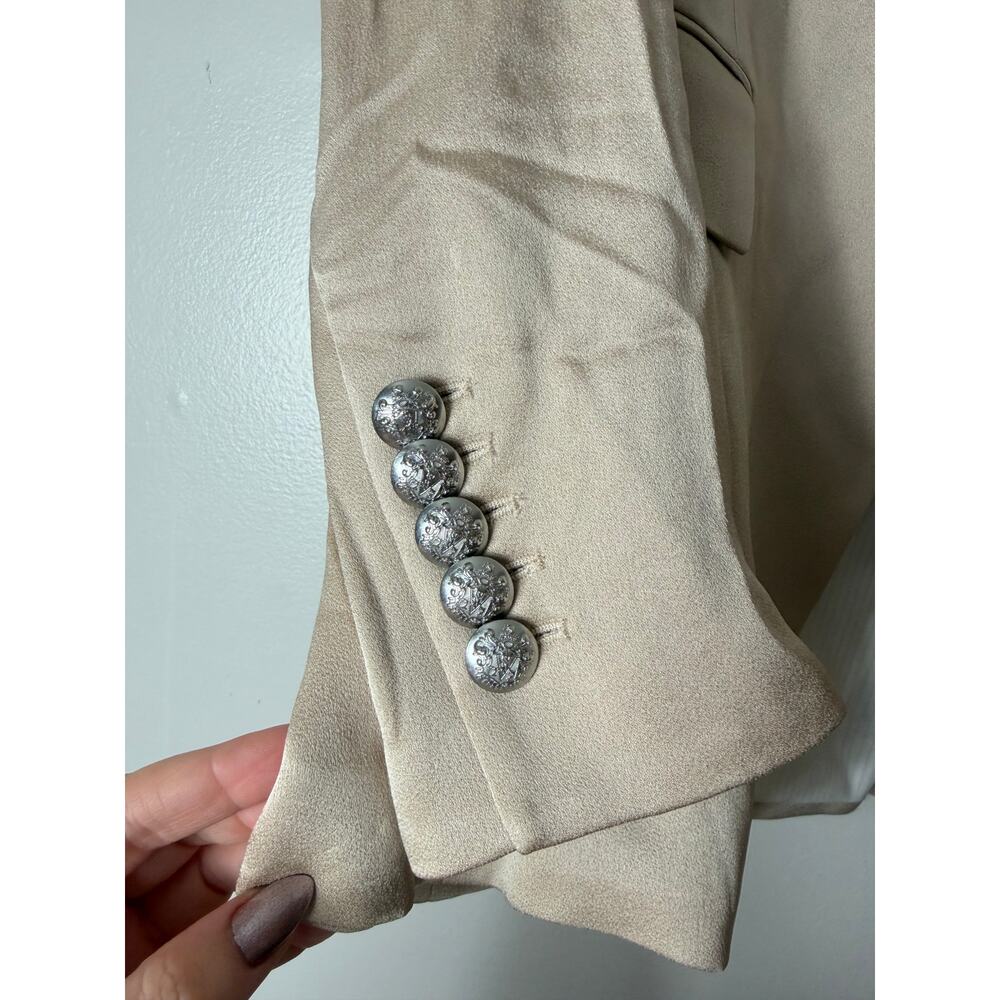 Veronica Beard Blazer Jacket 2 Dickey Tan Satin Long & Lean Office Quiet Luxury - Picture 7 of 9